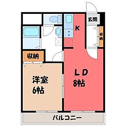 シャングリラ今泉 1LDKの間取図画像
