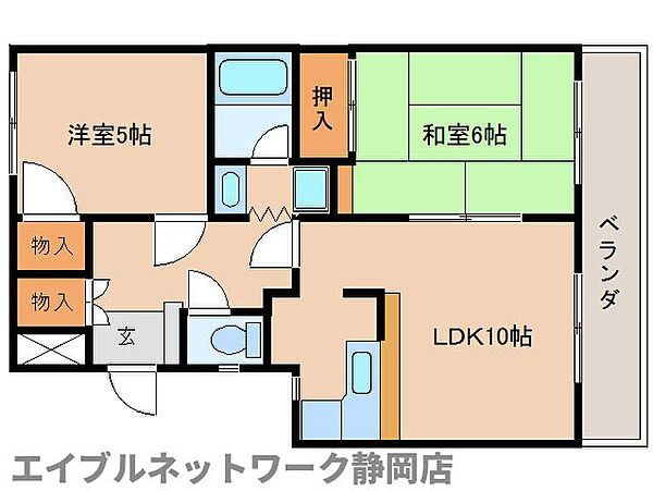 静岡県静岡市葵区清閑町(賃貸マンション2LDK・1階・55.44㎡)の写真 その2