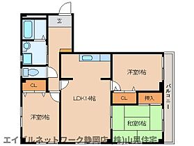 静岡県静岡市葵区松富1丁目（賃貸マンション3LDK・2階・73.17㎡） その2