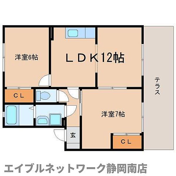 静岡県焼津市石津中町(賃貸アパート2LDK・1階・54.66㎡)の写真 その2