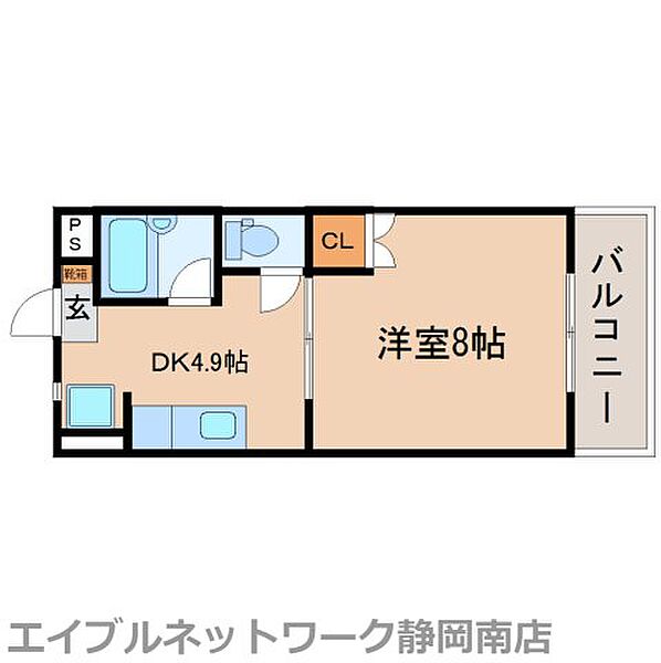 静岡県静岡市駿河区有東2丁目(賃貸マンション1K・2階・25.92㎡)の写真 その2