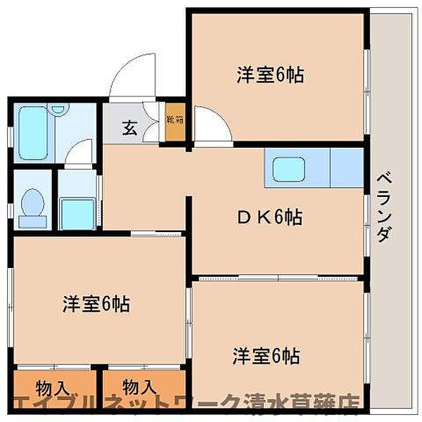 静岡県静岡市葵区西瀬名町(賃貸マンション3DK・3階・59.75㎡)の写真 その2