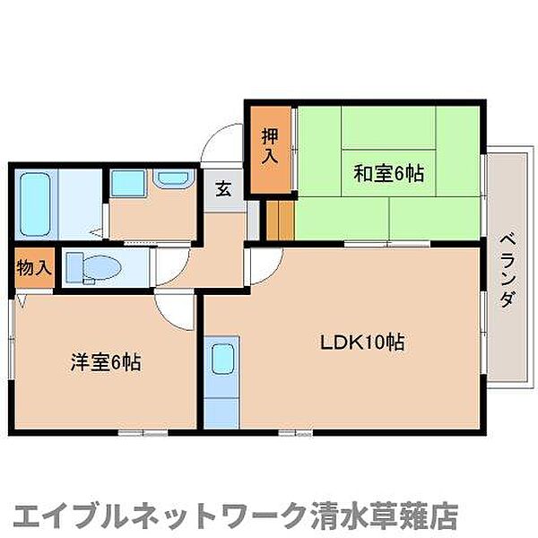 静岡県静岡市葵区瀬名6丁目(賃貸アパート2LDK・2階・51.92㎡)の写真 その2