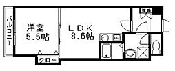エース五番館 1LDKの間取図画像