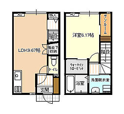 ビオラ古定塚B棟 1LDKの間取図画像