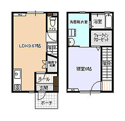 ビオラ新富山D棟 1LDKの間取図画像
