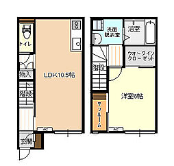 ビオラ木津A棟 1LDKの間取図画像