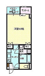 オーベルA・R・i 1Kの間取図画像