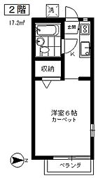 パルコーポ小宮山 2階1Kの間取り
