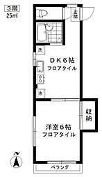 竹の園 1DKの間取図画像