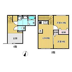 オークブラン祐天寺 2LDKの間取図画像
