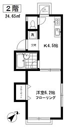 KBハウス 1Kの間取図画像