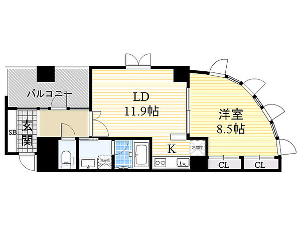 レジディア心斎橋ウエスト 803｜大阪府大阪市西区新町３丁目(賃貸マンション1LDK・8階・52.67㎡)の写真 その2