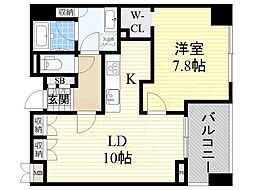 アーデンタワー福島ウエスト 9階1LDKの間取り