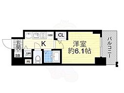 プレサンス梅田北デイズ 5階ワンルームの間取り