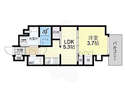 クレストコート堂島 13階1DKの間取り