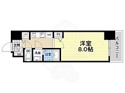 ディクス福島レジデンス 11階1Kの間取り