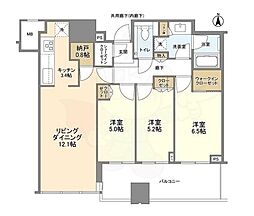 梅田ガーデンレジデンス 35階3LDKの間取り