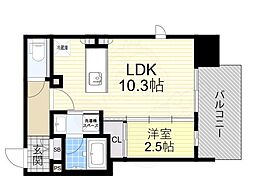 シーズンフラッツ福島 11階1LDKの間取り