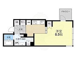 THE HIGH HORIE 3階1Kの間取り