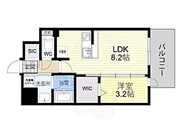 レオンコンフォート九条アルバ 9階1LDKの間取り