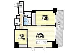 リバーサイドタワー中之島 2LDKの間取図画像