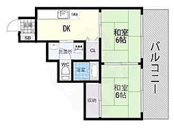 司光ハイツ 2DKの間取図画像