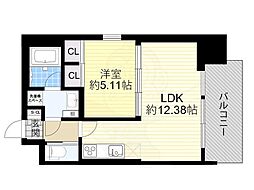 プレジオ阿波座 1LDKの間取図画像
