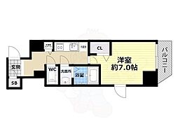 ラピネ南堀江レジデンス 1Kの間取図画像