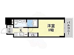 ラドゥセール中之島 1Kの間取図画像