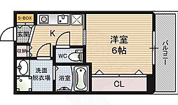 ウインズコート西梅田 1Kの間取図画像