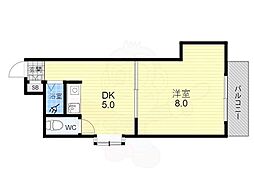 ハイネス岡崎 1DKの間取図画像