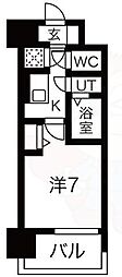 レジュールアッシュウェストレジデンス 1Kの間取図画像