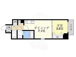 ライフフィールドなにわ本町PUELLE 1DKの間取図画像