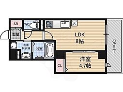 フォルテ福島 1DKの間取図画像