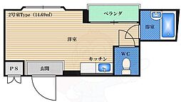 コンシャンス西梅田 ワンルームの間取図画像