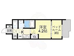 セレニテ東梅田アリエ 2Kの間取図画像