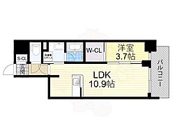 RJRプレシア南堀江 1LDKの間取図画像