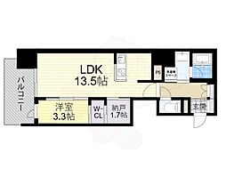 RJRプレシア南堀江 1SLDKの間取図画像