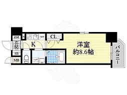 エスリード福島5 1Kの間取図画像