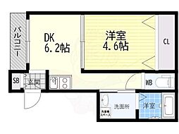ハーモニーテラスガナーズ館長柄 1DKの間取図画像