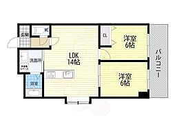 ロイヤルハイツ土佐堀 2LDKの間取図画像