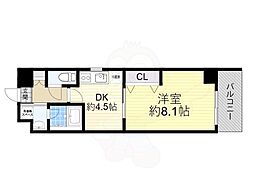 ソルレヴェンテ梅田 1DKの間取図画像