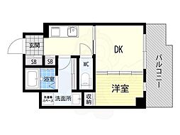 SHARIO GARDEN 新梅田 1DKの間取図画像