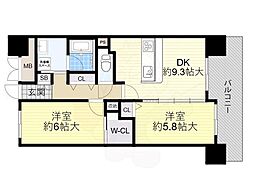 ベリー海老江 2DKの間取図画像
