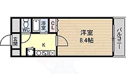 ドミール江戸堀 1Kの間取図画像