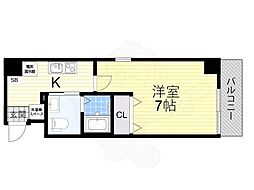 コンフォータブル阿波座 1Kの間取図画像