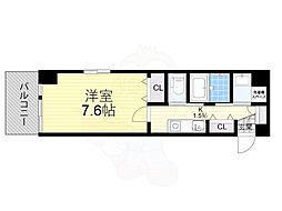 プレジール靱公園 1Kの間取図画像