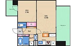 レジュールアッシュ天神橋 1LDKの間取図画像