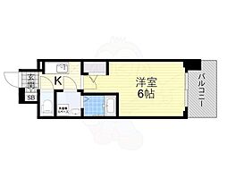 エスリードレジデンスグラン大阪福島ノース 1Kの間取図画像